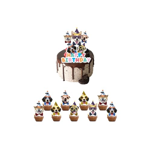 Damoff Geburtstag Haustier Hund Kuchen Topper - 25 Stück, Verschiedenfarbig - Kuchendekoration für Geburtstagsparty von Damoff