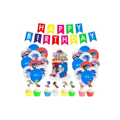 Damoff Kindergeburtstag Deko: 13pcs Kuchen Topper, 20pcs Cartoon Luftballons, 1pcs Geburtstag Banner in rot, gelb, blau, pink, grün für Feiertage und Geburtstage Damoff Kindergeburtstag Deko: 13pcs Kuchen Topper, 20pcs Cartoon Luftballons, 1pcs Geburtstag Banner in rot, gelb, blau, pink, grün für Feiertage und Geburtstage von Damoff