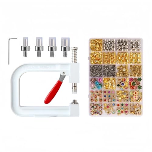 DIY Perlen Fixing Tool Kit mit 1745 dekorativen Perlen (SD-49) - Handheld Perlenpresse Maschine für Kleidung, Stirnbänder, Hüte, Schuhe und Zubehör Basteln (I) von Dan Dan