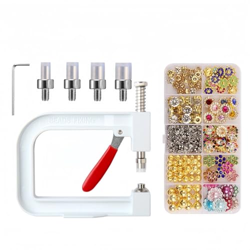 DIY Perlen Fixing Tool Kit mit 480 dekorativen Perlen (SG-26) - Handheld Perlenpresse Maschine für Kleidung, Stirnbänder, Hüte, Schuhe und Zubehör Basteln (T) von Dan Dan