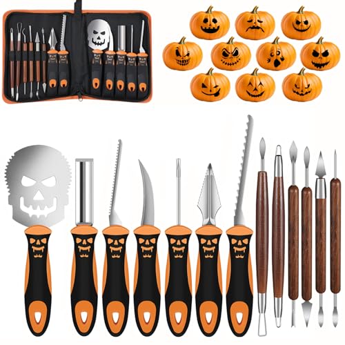 DanDun Kürbis schnitz Set 13 Stück, Hochleistungs-Carving-Werkzeug aus Edelstahl für Halloween mit Tragetasche, Einfaches Schnitzen von Halloween Kürbis Dekorationen DanDun Kürbis schnitz Set 13 Stück, Hochleistungs-Carving-Werkzeug aus Edelstahl für Halloween mit Tragetasche, Einfaches Schnitzen von Halloween Kürbis Dekorationen von DanDun