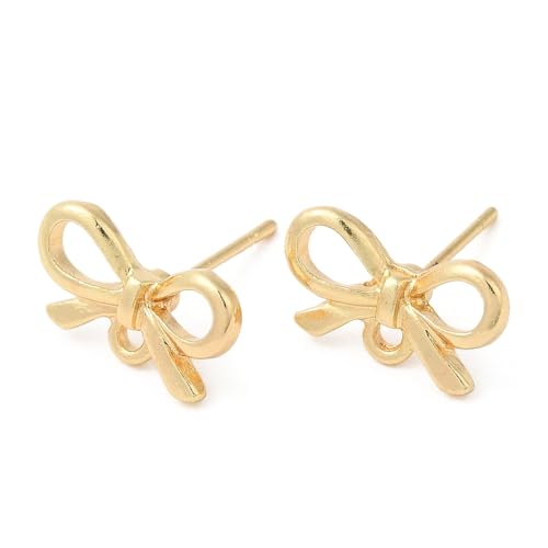 DanLingJewelry 10 Stück goldene Schleifen-Ohrstecker, Metallschleife, Ohrring mit Schlaufe für DIY-Ohrringe, Schmuckherstellung, Handwerk von DanLingJewelry