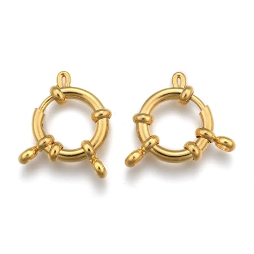DanLingJewelry 10 Stück goldfarbene Edelstahl-Federverschlussringe mit runden geschlossenen Binderingen für Armbänder, Halsketten, Schmuckherstellung von DanLingJewelry
