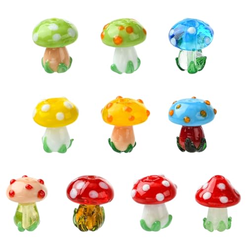 DanLingJewelry 10 Stück niedliche Pilz-Glasperlen, handgefertigt, für Armbänder, Halsketten, Pilz-Ornamente für Schmuckherstellung DanLingJewelry 10 Stück niedliche Pilz-Glasperlen, handgefertigt, für Armbänder, Halsketten, Pilz-Ornamente für Schmuckherstellung von DanLingJewelry
