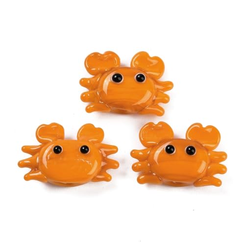 DanLingJewelry 10 Stück schöne orangefarbene Krabbenglasperlen, handgefertigt, holprige Lampwork-Ozean-Tierperlen für Schmuckherstellung, Ohrringe, Armbänder, Basteln von DanLingJewelry