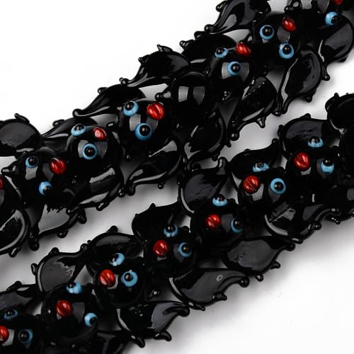 DanLingJewelry 10 Stück schwarze Fledermausform, handgefertigte Lampwork-Perlen, Gothic-Stil, Tier-Glas-Abstandshalter für DIY-Armbänder, Halsketten, Schmuckherstellung von DanLingJewelry