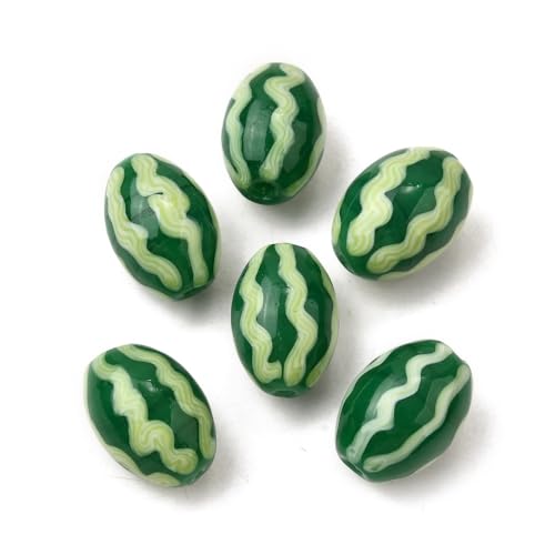 DanLingJewelry 10 grüne Wassermelonen-Perlen, handgefertigt, Lampwork-Glas, Sommer, Mini-Obstglasperlen für DIY, Handwerk, Schmuckherstellung, Armband von DanLingJewelry