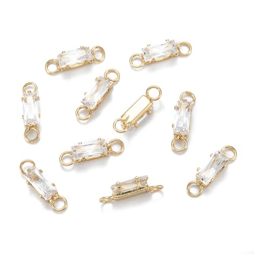 DanLingJewelry 10 x Zirkonia-Verbindungsanhänger, Kristall, weiß, rechteckig, für selbstgemachte Halsketten, Armbänder, Ohrringe DanLingJewelry 10 x Zirkonia-Verbindungsanhänger, Kristall, weiß, rechteckig, für selbstgemachte Halsketten, Armbänder, Ohrringe von DanLingJewelry