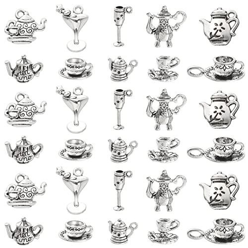 DanLingJewelry 100 Stück 10 Stile Antik Silber Nachmittagstee Thema Charms Teetasse und Teekanne Kaffeebecher Charms DIY Schmuckherstellung DanLingJewelry 100 Stück 10 Stile Antik Silber Nachmittagstee Thema Charms Teetasse und Teekanne Kaffeebecher Charms DIY Schmuckherstellung von DanLingJewelry