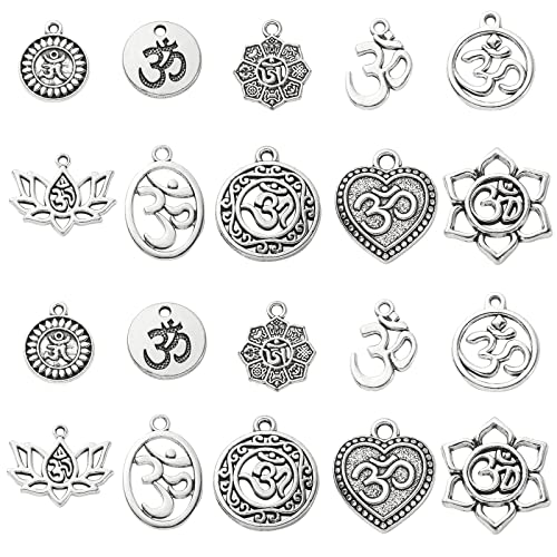 DanLingJewelry 100 Stück 10 Stile Antik Silber Yoga OM Lotus Blume Charms Vintage Yoga Charms für Schmuckherstellung Handwerk DanLingJewelry 100 Stück 10 Stile Antik Silber Yoga OM Lotus Blume Charms Vintage Yoga Charms für Schmuckherstellung Handwerk von DanLingJewelry