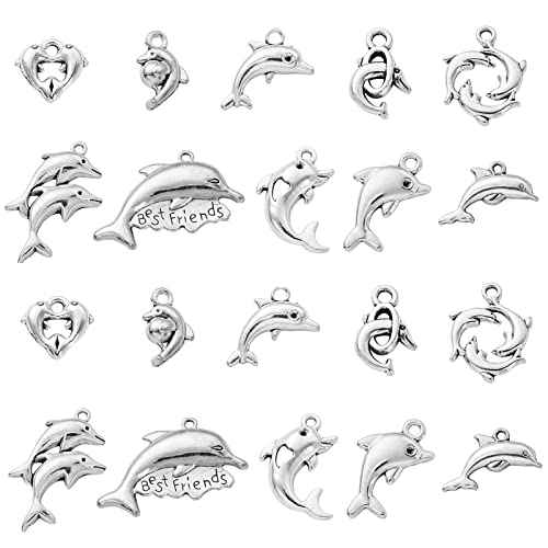 DanLingJewelry 100 Stück 10 Stile Antik versilberte Delfine Charms Meeresfische Charms für Schmuckherstellung Handwerk DIY DanLingJewelry 100 Stück 10 Stile Antik versilberte Delfine Charms Meeresfische Charms für Schmuckherstellung Handwerk DIY von DanLingJewelry