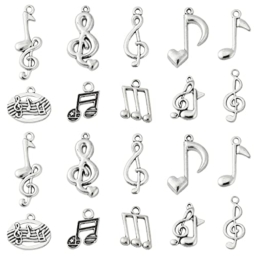 DanLingJewelry 100 Stück 10 Stile Musiknoten-Charms Musiksymbol Vintage Elegant Chic Instrument Charms für Handwerk Schmuckherstellung Finden DIY von DanLingJewelry