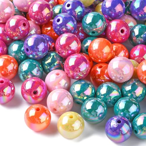 DanLingJewelry 100 Stück 20 mm AB-Farbe, undurchsichtige Kaugummi-Perlen, Acryl, runde Kugelperlen für Halsketten, Armbänder, Schmuckherstellung, Handwerk DanLingJewelry 100 Stück 20 mm AB-Farbe, undurchsichtige Kaugummi-Perlen, Acryl, runde Kugelperlen für Halsketten, Armbänder, Schmuckherstellung, Handwerk von DanLingJewelry