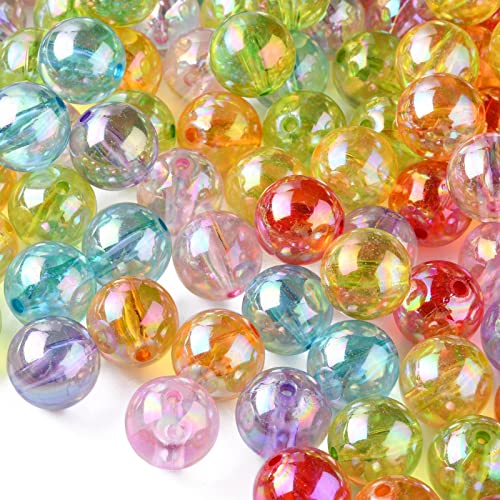 DanLingJewelry 100 Stück 20 mm Acryl Kristall Perlen Runde Abstandshalter Perlen AB Farbe Acryl Handwerk Perlen für Halskette Armband Schmuck Herstellung von DanLingJewelry