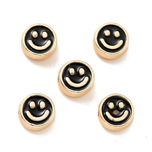 DanLingJewelry 100 Stück 8 mm flache runde schwarze Emaille-Abstandshalter für Schmuckherstellung, Armbänder, Halsketten, Schlüsselanhänger, Basteln DanLingJewelry 100 Stück 8 mm flache runde schwarze Emaille-Abstandshalter für Schmuckherstellung, Armbänder, Halsketten, Schlüsselanhänger, Basteln von DanLingJewelry