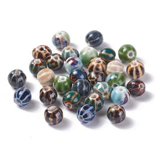 DanLingJewelry 100 Stück Kürbisförmige Keramik-Abstandshalter-Perlen, handgefertigtes Porzellan, bemalte Perlen für Schmuckherstellung, DIY-Armbänder, Bastelbedarf DanLingJewelry 100 Stück Kürbisförmige Keramik-Abstandshalter-Perlen, handgefertigtes Porzellan, bemalte Perlen für Schmuckherstellung, DIY-Armbänder, Bastelbedarf von DanLingJewelry