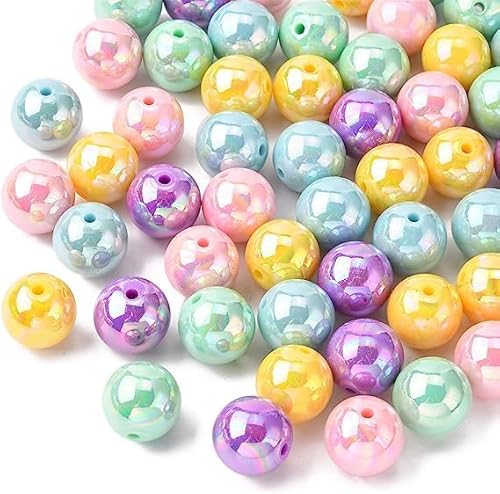DanLingJewelry 100 Stück Random Color Opaque Acryl Round Beads Round Bubble Gum Ball Beads Round Spacer Beads for DIY Jewelry Making von DanLingJewelry