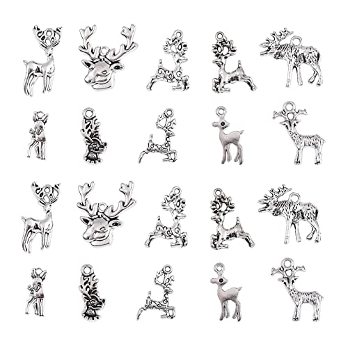 DanLingJewelry 100 Stück Weihnachts-Themen-Charms Tier-Charms Elch Hirsch für Schmuckherstellung von DanLingJewelry