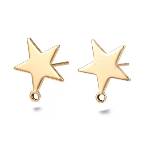 DanLingJewelry 100 Stück goldene Stern-Ohrstecker, Messing, Sternpfosten, Ohrring-Fundstücke mit Schlaufe für DIY-Ohrringe, Schmuckherstellung von DanLingJewelry