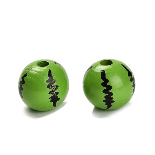 DanLingJewelry 100 Stück grüne Wassermelonen-Holzperlen, 20 mm, runde Obst-Abstandshalter, Perlen für DIY-Girlande, Schmuck, Halsketten, Lanyards, Basteln, Dekoration von DanLingJewelry