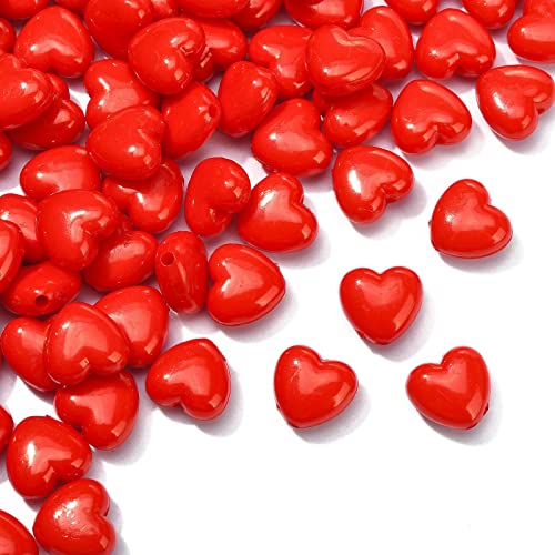 DanLingJewelry 100 Stück rote Herz-Acrylperlen Acryl Süßes Herz Pony Perlen Mini Herz Abstandshalter Perlen für DIY Schmuckherstellung Basteln von DanLingJewelry