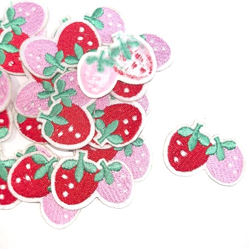 DanLingJewelry 100 Stück rote rosa Erdbeere zum Aufbügeln, niedliche Früchte, bestickte Applikationen, dekorative Aufnäher für Kleidung, Kleid, Hut, DIY DanLingJewelry 100 Stück rote rosa Erdbeere zum Aufbügeln, niedliche Früchte, bestickte Applikationen, dekorative Aufnäher für Kleidung, Kleid, Hut, DIY von DanLingJewelry