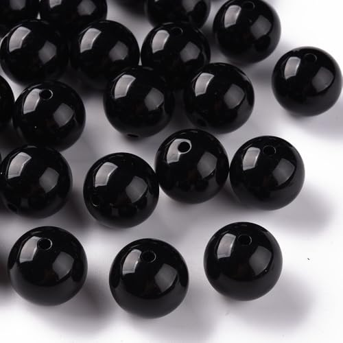 DanLingJewelry 100 Stück schwarze Acrylperlen, rund, 20 mm, klobige Kaugummi-Perlen für Halsketten, Armbänder, Schmuckherstellung, Bastelbedarf von DanLingJewelry