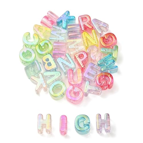 DanLingJewelry 100 Stück zufällige Acryl-Buchstaben-Perlen, Regenbogen-Alphabet-Buchstaben-Abstandhalter, lose Perlen für Armbänder, Schmuckherstellung, 100 Stück – Buchstabe – zufällig von DanLingJewelry