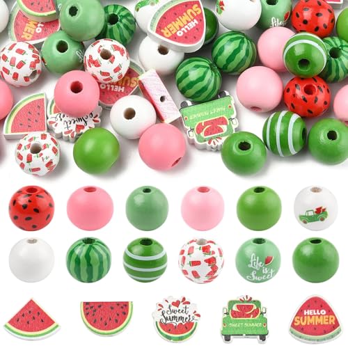 DanLingJewelry 100Pcs 16mm Summer Watermelon Painted Wood Beads Colorful Fruit Style Wooden Round Loose Beads for Jewellery Making DIY Craft Supplies DanLingJewelry 100Pcs 16mm Summer Watermelon Painted Wood Beads Colorful Fruit Style Wooden Round Loose Beads for Jewellery Making DIY Craft Supplies von DanLingJewelry