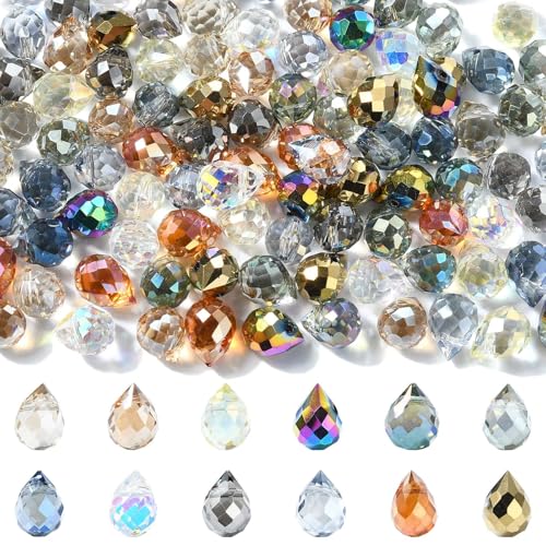 DanLingJewelry 120 Stück bunte Glasperlen in Tropfenform, horizontales Loch, facettierte Kristall-Abstandshalter für DIY-Armbänder, Halsketten DanLingJewelry 120 Stück bunte Glasperlen in Tropfenform, horizontales Loch, facettierte Kristall-Abstandshalter für DIY-Armbänder, Halsketten von DanLingJewelry