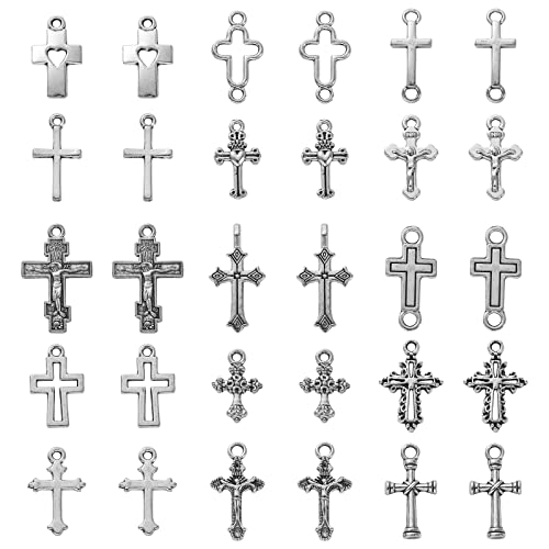 DanLingJewelry 150 Stück 15 Stile Antik Silber Kreuz baumeln Charms Kruzifix Verbindungsstücke Charms Kreuz Charms für Schmuck Handwerk von DanLingJewelry