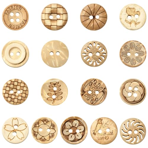 DanLingJewelry 160 Stück natürliche Kokosnussknöpfe mit Löchern, flach, rund, Kokosnussschale, Holzknöpfe für Heimwerker, Stricken, Nähen, Scrapbooking, Zubehör DanLingJewelry 160 Stück natürliche Kokosnussknöpfe mit Löchern, flach, rund, Kokosnussschale, Holzknöpfe für Heimwerker, Stricken, Nähen, Scrapbooking, Zubehör von DanLingJewelry