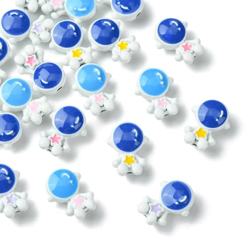 DanLingJewelry 20 Stück Astronauten Emaille Spacer Perlen 4 Farben Universum Spacemen Emaille Metall Handwerk Perlen für Schmuckherstellung von DanLingJewelry