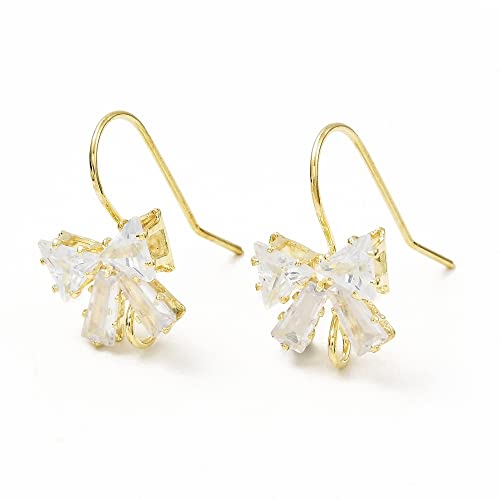 DanLingJewelry 20 Stück Messing klare Zirkonia Schleifenhaken Ohrhaken Ohrring Fliege Ohr Drähte Ohrringe mit Schlaufe für Schmuckherstellung DIY Handwerk von DanLingJewelry