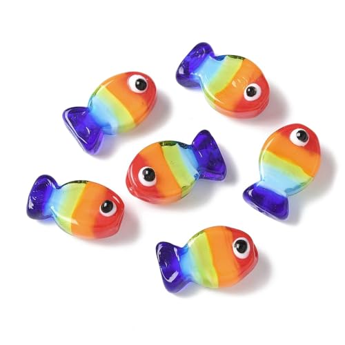 DanLingJewelry 20 Stück Regenbogenfarbene Fisch-Lampwork-Glasperlen, niedliche Ozeantiere, handgefertigte Abstandshalter-Perlen für DIY-Armbänder, Halskettenherstellung DanLingJewelry 20 Stück Regenbogenfarbene Fisch-Lampwork-Glasperlen, niedliche Ozeantiere, handgefertigte Abstandshalter-Perlen für DIY-Armbänder, Halskettenherstellung von DanLingJewelry