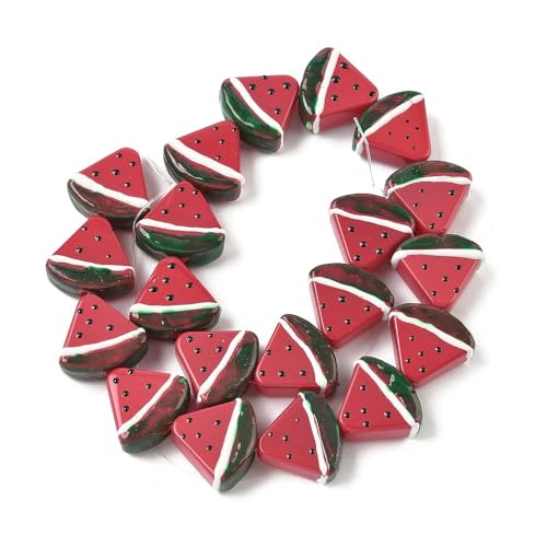 DanLingJewelry 20 Stück dreieckige Wassermelonen-Perlen, handgefertigt, Lampwork-Glas, Sommerfrucht, Abstandshalter für Schmuckherstellung, Schlüsselanhänger DanLingJewelry 20 Stück dreieckige Wassermelonen-Perlen, handgefertigt, Lampwork-Glas, Sommerfrucht, Abstandshalter für Schmuckherstellung, Schlüsselanhänger von DanLingJewelry
