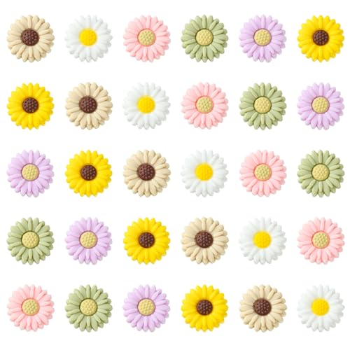 DanLingJewelry 20 Stück Silikon-Gänseblümchen-Perlen, bunte Blumen, Silikonperlen, doppelseitig, Blumenperlen zum Basteln, Schmuckherstellung, 20 Stück, Gänseblümchen, zufällige Farbauswahl DanLingJewelry 20 Stück Silikon-Gänseblümchen-Perlen, bunte Blumen, Silikonperlen, doppelseitig, Blumenperlen zum Basteln, Schmuckherstellung, 20 Stück, Gänseblümchen, zufällige Farbauswahl von DanLingJewelry