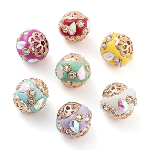 DanLingJewelry 20 Stück zufällige Vintage handgefertigte indonesische Perlen 16 mm rund mit tropfenförmigen Glasperlen für Schmuckherstellung Armband von DanLingJewelry