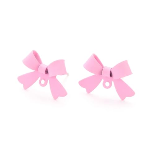 DanLingJewelry 20 x Schleifen-Ohrstecker, rosa Fliege, Ohrring mit Loch für DIY-Schmuckherstellung von DanLingJewelry