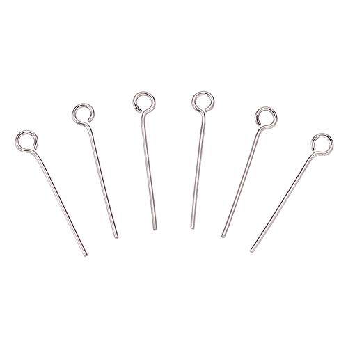 DanLingJewelry 200 Stück 304 Edelstahl Ösennadeln Kopf Pins Fundament Offene Auge Pin 24 Gauge Schmuckherstellung (ca. 20 mm lang, Pin: 0,6 mm, Loch: 2 mm) von DanLingJewelry
