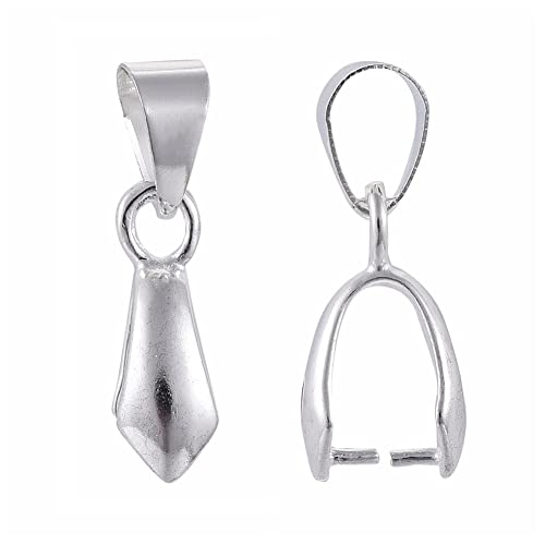 DanLingJewelry 200 Stück Klemmbügel Messing Schmuck-Verschlüsse Clips Silber Farbe Anhänger Verbinder für Halskette Armbänder Schmuckherstellung von DanLingJewelry
