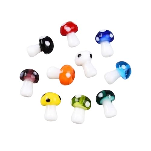 DanLingJewelry 230 Stück bunte Pilz-Glasperlen, handgefertigte Lampwork-Pilz-Abstandshalter für Schmuckherstellung, Armbänder, Basteln von DanLingJewelry