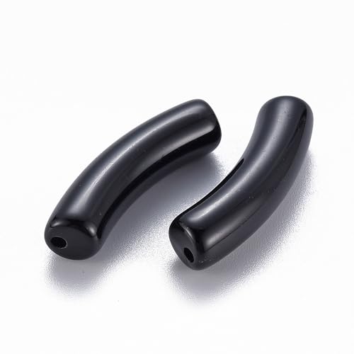 DanLingJewelry 300 Stück Acrylröhren-Perlen, schwarz, gebogen, Bambusrohr-Nudelperlen für Armband, Halskette, Schmuckherstellung, Handwerk DanLingJewelry 300 Stück Acrylröhren-Perlen, schwarz, gebogen, Bambusrohr-Nudelperlen für Armband, Halskette, Schmuckherstellung, Handwerk von DanLingJewelry