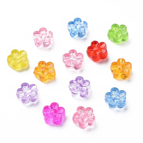 DanLingJewelry 3300 Stück zufällige Blumen-Acrylperlen, bunte Blumenperlen, transparente Blumenperlen für DIY-Armbänder, Halsketten, Ohrringe von DanLingJewelry