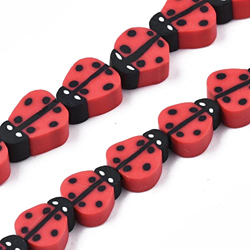 DanLingJewelry 350 rote Marienkäfer-Insekten-Tier-Polymer-Ton-Perlen, niedlich, flach, Marienkäfer, Heishi-Perlen für Schmuckherstellung, Armband, Halskette, Handwerk von DanLingJewelry