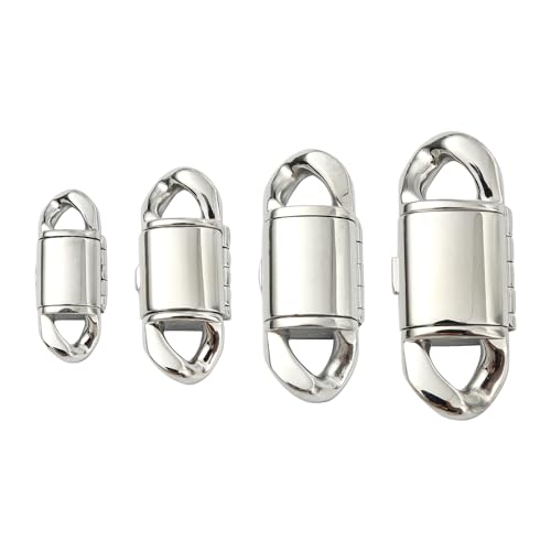 DanLingJewelry 4 Stück ovale Edelstahl-Bajonettverschlüsse in 4 Größen, kubanischer Stecker, Klappenschnalle für Kette, Armband, Halskette, Schmuckherstellungszubehör von DanLingJewelry