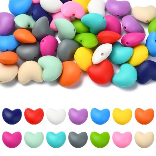 DanLingJewelry 40 Stück zufällige Herz-Silikonperlen für Valentinstag, Liebe, Fokal-Perlen für Armbänder, Halsketten, Schmuckherstellung DanLingJewelry 40 Stück zufällige Herz-Silikonperlen für Valentinstag, Liebe, Fokal-Perlen für Armbänder, Halsketten, Schmuckherstellung von DanLingJewelry