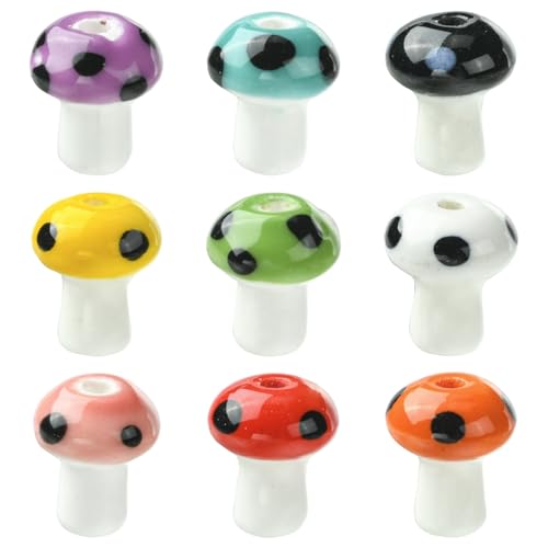 DanLingJewelry 45 Stück bunte handgefertigte Pro-Pilz-Perlen aus Keramik für Schmuckherstellung, Armbänder, Basteln DanLingJewelry 45 Stück bunte handgefertigte Pro-Pilz-Perlen aus Keramik für Schmuckherstellung, Armbänder, Basteln von DanLingJewelry