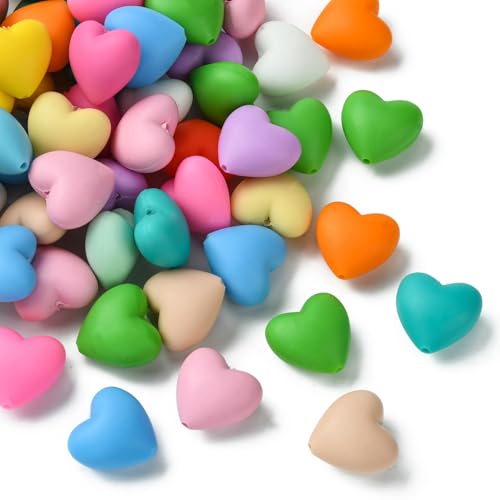 DanLingJewelry 50 Stück bunte Herzform Silikonperlen Valentinstag Silikon Focal Perlen Liebe Herz Abstandshalter Perlen für DIY Schmuckherstellung DanLingJewelry 50 Stück bunte Herzform Silikonperlen Valentinstag Silikon Focal Perlen Liebe Herz Abstandshalter Perlen für DIY Schmuckherstellung von DanLingJewelry