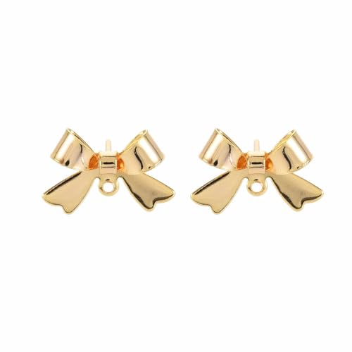 DanLingJewelry 50 Stück goldene Schleifen-Ohrstecker, Messing, Schleife, Ohrring mit Schlaufe für DIY-Ohrringe, Schmuckherstellung von DanLingJewelry